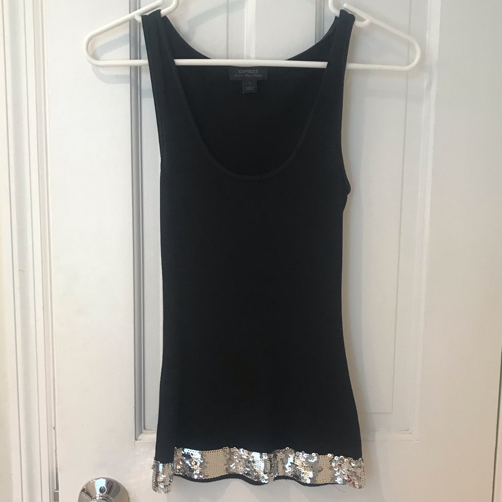 Express black tank with silver sequins